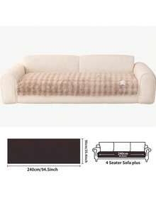 1 pieza Funda de sofá de piel de conejo sintética, protector de sofá suave y grueso, resistente a las mascotas y antideslizante para dormitorio, oficina, sala de estar, decoración del hogar - Caqui - Ver 14