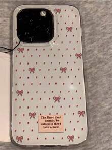 1pc Polka Dot Bow 17 Pro Phone Case, Compatible With Apple 16, 15 Pro Max, - Red and White - View 5