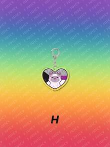 1个亚克力可爱条纹猫咪爱心LGBT主题吊坠装饰，背包配件/包包挂饰/书包配件/钱包吊坠/送朋友的礼物 - 彩色 - 查看 11