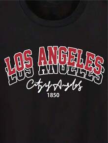 Men's T-Shirt With DQFD Letter Print - Black - View 4