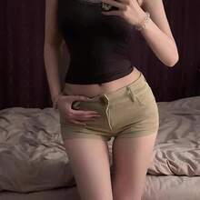 Low Waist Khaki Women Shorts 2026 Summer Fashion High Street Slimming Hot Pants Vintage Y2K Hot Girls Shorts - 卡其色 - 查看 5