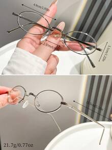 1 Pair Frameless Metal Minimalist Fashion Non-Prescription Glasses, Suitable For Reading, Office, Party, Fashion Item, Photography Accessory - Silver - View 4