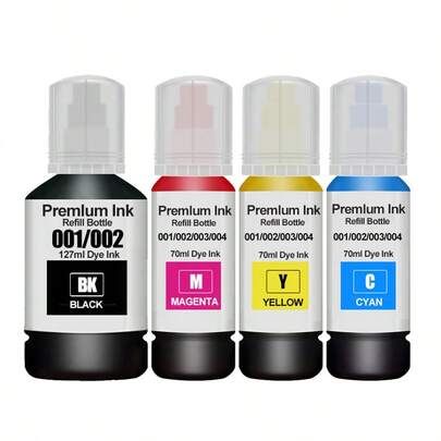 Compatible 001 Ink Bottles Replacement For Compatible 001 Ink Refill Bottles ( Not Sublimation Ink ) Use For L4150/L4160/L4266/L6160/L6170/L6190/L14150/L4260/L6270/L6290/L6260/L6291/L14150 Printers