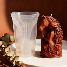 Molde de vela de silicona con la escena de la yegua y el caballo de Xanadu abrazándose, de fácil desmoldeo sin deformación, ideal para manualidades con velas/resina/jabón y como regalo para amantes de los caballos, regalo creativo perfecto, regalo navideño, imprescindible para entusiastas de las carreras de caballos - 32#-37 - Ver 4