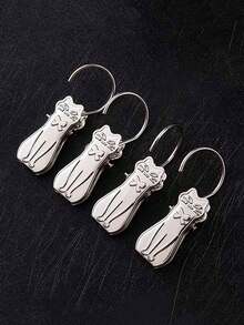 6 Cat-Shaped Curtain Clips | Bohemian Style Iron Curtain Rings, Easy To Install, Secures Curtains And Shower Curtains - one-size - View 5