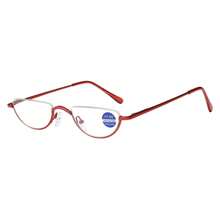 Business Half-Frame Metal  Light Reading Glasses, With A Slim Frame That Is Lightweight And Comfortable To Wear, Does Not Press On The Ears Even After Prolonged Use, Suitable For Office Computer Reading, Home Reading, And Writing - 紅色 - 查看 7