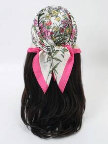 1条春季花卉植物印花方巾，乡村风格领巾 - 彩色 - 查看 9