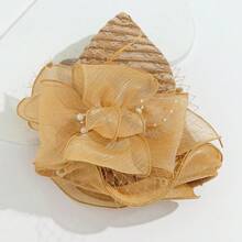1pc Women's Vintage Floral Sheer Derby Hat, Kentucky Style, Foldable With Sun Protection, Suitable For Weddings, Tea Parties, Schools And Other Occasions - Multicolor - View 8