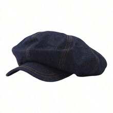 1pc Women's Berets Hats - Fashionable Retro Solid Color, Newsboy Caps Daily Life & Vacation. - 藏蓝色 - 查看 3