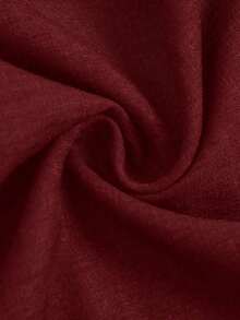 Conjunto casual de vacaciones para mujer, blusa con cuello redondo y estampado teñido anudado en la espalda, combinada con shorts estampados, para /verano - Rojo - Ver 8