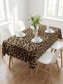 1pc Fashionable Leopard Print Tablecloth, Durable Polyester Table Cover With Ruffle Edges, Stain-Resistant Waterproof Washable Wrinkle-Free Table Protector, Suitable For Thanksgiving, Christmas, New Year Party, Weekend Brunch, Home Decor, Essential Dining Table, Kitchen, Wedding Decoration - Multicolor - View 6