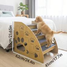 IKCAIYU  Large Size Pet Stairs For Bed/Couch Non-Slip 3 To 5 Step Dog Steps Made Of Sturdy Plywood, With Thickened Safety Rails And Ramp Design, 15" Height For Small/Medium Dogs, Cats And Senior Pets, Pet Stairs/Dog Stairs/Dog Ramp - Multicolor - View 9