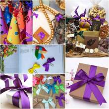 25 Yards/Roll Purple Satin Ribbon, Solid Shiny Fabric, Suitable For DIY Wedding Invitations, Bridal Bouquets, Gift Wrapping, Party Decorations, Sewing Crafts, Bridal Bouquet Accessories, Weddings - Multicolor - View 2