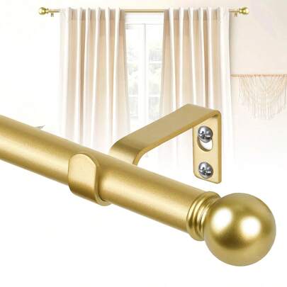 1 Set Adecuado para 24-156 Pulgadas, Barra de Cortina Decorativa de 5/8 Pulgadas, Barra de Cortina Blanca Divisible para Ventana Única para Baño, Dormitorio, Sala de Estar, Patio Exterior, Cocina, Barra de Cortina Pequeña
