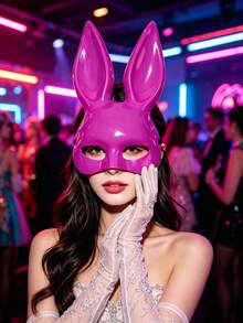 Mặt nạ thỏ đen trắng bóng, bề mặt mờ, thích hợp cho dạ hội hóa trang, tiệc hóa trang tại hộp đêm, tiệc Halloween và các dịp khác. - Thỏ đen mờ - Xem 11