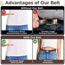 2/4 Peças Cinto com Cós Elástico, Cinto Ajustável Sem Fivela, Adequado para Denim, Cinto Elástico Invisível, Unissex, Cintura Emagrecedora - Design Confortável Sem Fivela, Ajustável e Elástico, Ajuste Perfeito para Denim e Calças - Realce o Contorno do Seu Corpo, Cinto Elástico Vintage - Sem Fivela, Ajuste Invisível, Unissex, Estiramento Confortável, Tamanho Universal - Multicolorido - Visão 6
