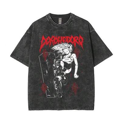 Camiseta Y2k para Hombre, Ropa Nueva en Tops y Camisetas, Camiseta Vintage Lavada con Gráficos de Anime Dorohedoro Ebisu Noi Nikaido Kaiman2 SRY8