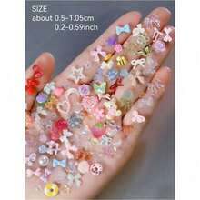 3D Mixed Color Nail Art Decorations, Various Shapes Including Hearts, Flowers, Bows, Made Of Resin Material, Flat Bottom, Rhinestone Decor, Suitable For Nail Art DIY, Crafts, Jewelry Making, Nail Art Decoration Nails - Multicolor - View 8