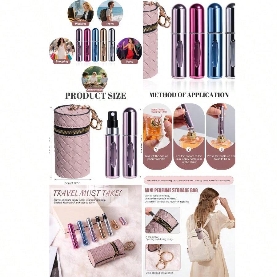 Refillable Perfume Portable Atomizer Bottle 5PCS Travel Size Refillable Refill Bottle 5 Ml With Travel And Outgoing Bag - Mặc định - Xem 1