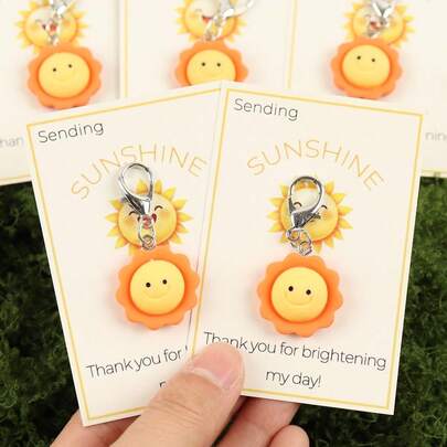 2pcs/5pcs Positive Energy Sun Keychain Set, Bright Sunshine Pendant With "Thank You For Brightening My Day" Greeting Card, Thank You Gifts Appreciation Gifts For Teacher Friends Coworkers Nurse Thank You