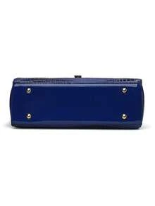 Tas Tote Wanita Baru, Kapasitas Besar, Bahan PU Tekstur Buaya Imitasi, Tali Bahu yang Dapat Diatur dan Dilepas, Tas Bahu Warna Polos Cocok untuk Perjalanan Sehari-hari - Biru - View 10