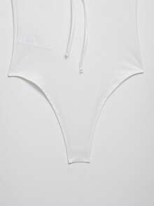DEEKA Summer New Women's Fashion Sexy Contrast Lace Halter Bodysuit White - White - View 11