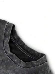 Áo thun nữ cỡ lớn chất liệu cotton, kiểu dáng thường ngày, phong cách retro, cổ tròn, tay ngắn, giặt acid, thích hợp cho mùa hè, in họa tiết cô gái tóc tết. Màu đen. - màu đen - Xem 5