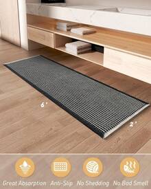Waffle Bath Mat, Absorbent Non Slip Bathroom Rug With Tassels, Rubber Backed Floor Mat, Machine Washable Decorative Mat For Bathroom, 17" X 24", Brown - 黑與奶油 - 查看 7