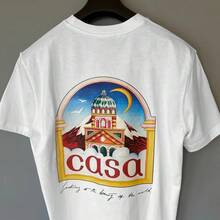Moon Castle Print White T-Shirt Size XL - Negro - Ver 10