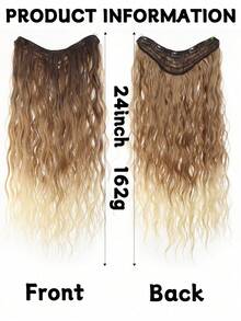 Extensiones de cabello sintético de fibra natural ondulada de 24 pulgadas con clip en forma de V, degradado dorado - Multicolor - Ver 6