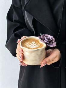 1个时尚手工花朵拿铁杯,复古奢华优雅女士咖啡杯,高品质逼真手工花朵,适合日常拉花、下午茶,贴心礼物 - 彩色 - 查看 8