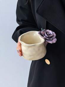 1个时尚手工花朵拿铁杯,复古奢华优雅女士咖啡杯,高品质逼真手工花朵,适合日常拉花、下午茶,贴心礼物 - 彩色 - 查看 14