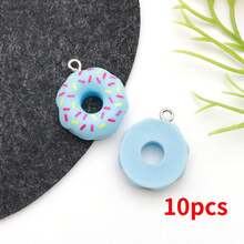 10/12 chiếc mặt dây chuyền hình bánh donut bằng nhựa màu pastel ngọt ngào kích thước 18x21mm có hiệu ứng kem phủ, dùng làm mặt dây chuyền bông tai DIY cho trang sức thủ công. - Nhiều màu - Xem 18
