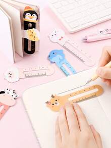 Bộ 50 chiếc thước kẻ và đánh dấu trang hình động vật dễ thương, thước kẻ và đánh dấu trang hình động vật hoạt hình, thước kẻ và đánh dấu trang 2 trong 1 hình động vật, thước mini 5cm, đánh dấu trang phần thưởng trong lớp học, đồ dùng văn phòng phẩm trường học, nhật ký, phụ kiện đọc sách, học tập, dành cho người yêu sách. - Bộ thước kẻ và thẻ đánh dấu trang hình động vật - Xem 8