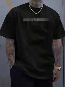 Camiseta hombre cuello redondo y manga corta. Estilo casual con estampados modernos y cómodos. Para hombres y mujeres, estilo pareja, pareja, camiseta de manga corta con estampado de moda - Negro 2 - Ver 8