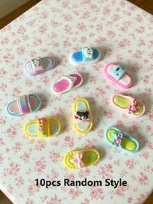 20pcs Colorful Summer Flip Flop Resin Patch, Styles Of Sandal Design, Cute Vacation Accessory For Jewelry Making, DIY Craft Material For Scrapbooking, Phone Case, Hair Clips, Bag Charms, Keychain, Necklace And More - Multicolor - View 5
