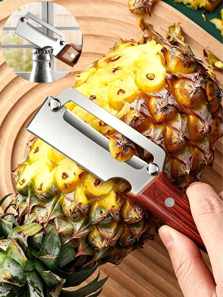 1pc Multifunctional Stainless Steel Peeler With Wooden Handle, High Quality Durable And Easy To Clean, Suitable For Various Fruits And Vegetables, Essential Kitchen Tool, Random Color
