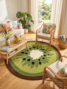 1pc Round Kiwi Fruit Pattern Doormat, Suitable For Bathroom And Living Room Decor, Funny Design, Bathroom Mat, Bathroom Carpet, Doormat, Small Rug, Carpet, Mat, Home Decor, Area Rug, Outdoor Mat, Home Decor, Area Carpet, Bedroom Carpet, Washable Rug - A - View 4