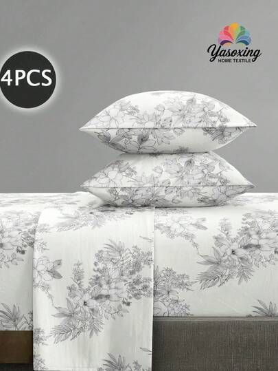 4pcs/Set Boho Geometric Vintage Bohemia Pattern Sheet Set Easy Care Microfiber Soft Bedding Set Floral Fitted Sheet Set (1pc Flat Sheet+1pc Fitted Sheet+2pcs Pillowcases)Fitted Sheet Set King Queen Full TWIN SIZE Sheet Deep Pocket Up To 11.8 Inch Pillowcase, Soft Breathable Wrinkle-Free Better For Sleep, Luxury Hotel Style, Gift For Mom Dad Friend