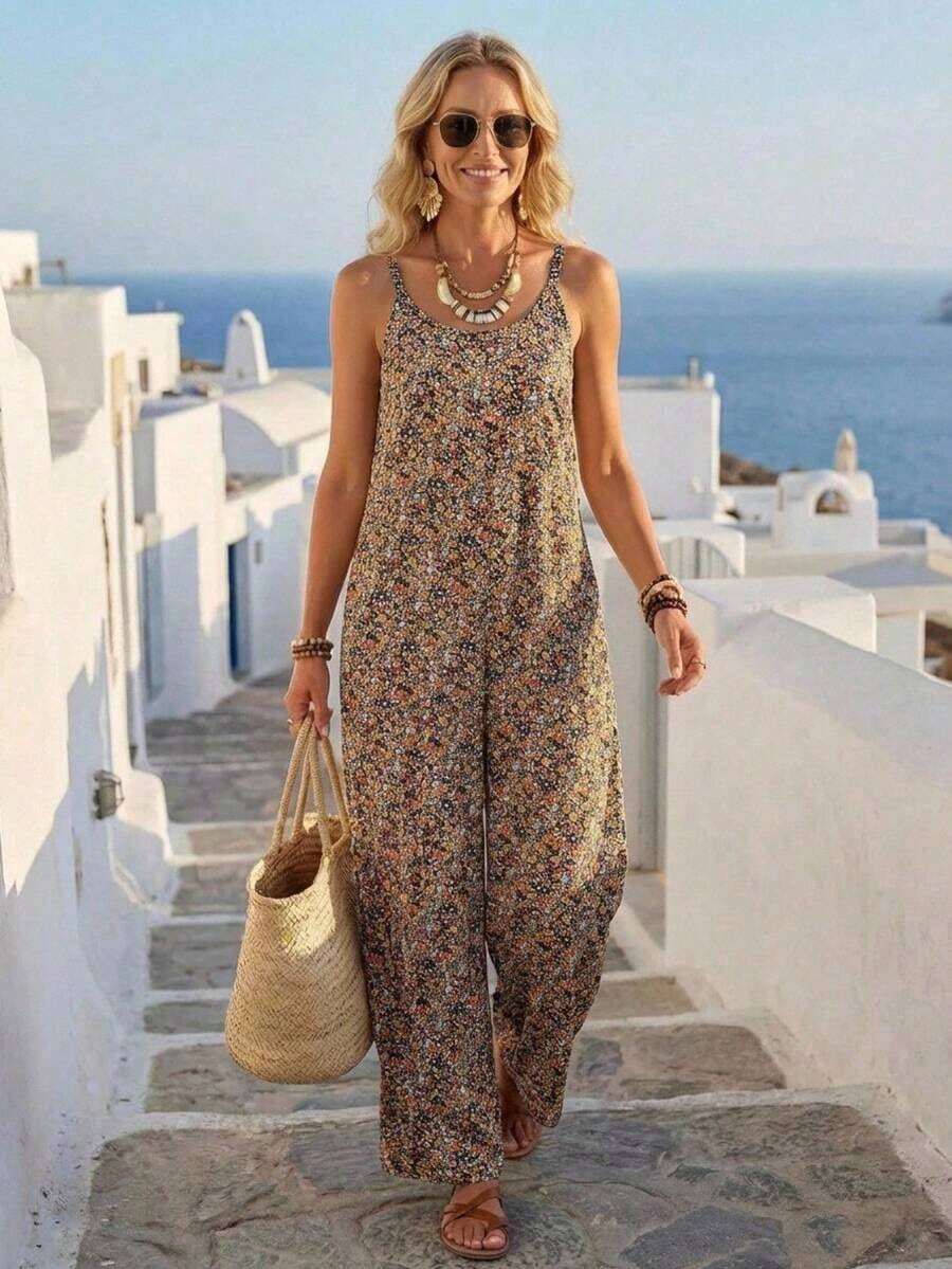 Mono Casual de Pierna Ancha con Bolsillos en Color Sólido para Mujer - Multicolor 5 - Ver 1