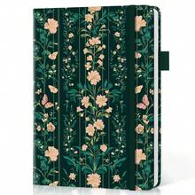 Cuaderno de diario con líneas para mujeres y hombres, cuaderno de cuero con tapa dura para escribir, cuaderno de rayas universitarias A5 para el trabajo y tomar notas, perfecto para suministros de oficina, escuela y hogar, 160 páginas, mariposa - Vals Botánico J - Ver 1