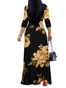 2026 Vestido azul ligero de mujer con cuello en V y cintura ceñida, elegante para primavera/verano - Multicolor - Ver 5