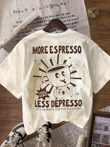 Camiseta  Iced Coffee And Sunshine, Camiseta Iced Coffee, Regalos para Amantes del Café, Camiseta de Verano, Camiseta Summer Vibes, Camiseta de Café - Albaricoque - Ver 2