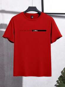 NEOREFINED Camiseta de manga corta ajustada y casual para hombre, camiseta roja minimalista y versátil con estilo futurista - azul y negro - Ver 7