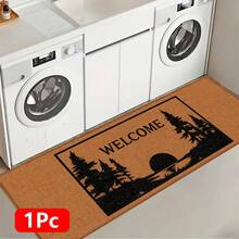 1pc Forest Pattern Printed Linen Kitchen Rug, Bathroom Mat, Doormat, 3D Printed Rectangle Carpet For Living Room, Bedroom, Hallway, Bathroom, Laundry Room - Polyester Rug For Indoor And Outdoor Home Decor - Multicolor - View 17