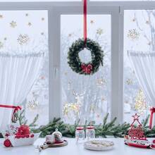 50 PCS Christmas Window Clings Decorations, Window Stickers With Christmas Tree, Snowflake And Christmas Reindeer, Rainbow Stickers Winter Wonderland Decorations For Home Christmas Party - LS23010-2sheets - View 5