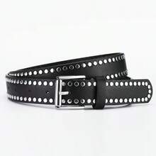 1 chiếc thắt lưng kiểu Y2K, thắt lưng đinh tán phong cách Punk unisex, thắt lưng khóa ghim bằng da PU, thắt lưng quần kim loại phong cách Hip Hop, viền đinh tán hai hàng, phù hợp với áo khoác da phong cách Punk, quần jeans, Halloween, mùa hè, mùa thu đi học. - Nhiều màu - Xem 6