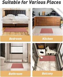 Waffle Bath Mat, Absorbent Non Slip Bathroom Rug With Tassels, Rubber Backed Floor Mat, Machine Washable Decorative Mat For Bathroom, 17" X 24", Brown - 珊瑚 - 查看 7