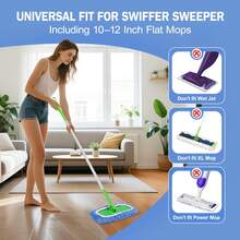 1/4 miếng lau nhà bằng sợi microfiber - Miếng lau nhà ướt/khô có thể tái sử dụng và giặt được - Phù hợp với hầu hết các loại chổi lau nhà tiêu chuẩn - Màu xanh nhạt, miếng lau nhà gia dụng - A - Xem 3