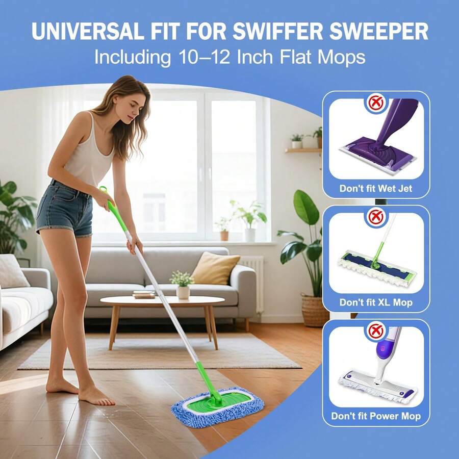 1/4pcs Microfiber Mop Pads - Reusable Washable Wet/Dry Floor Cleaning Pads - Fits Most Standard Mops - Light Blue Household Cleaning Pads